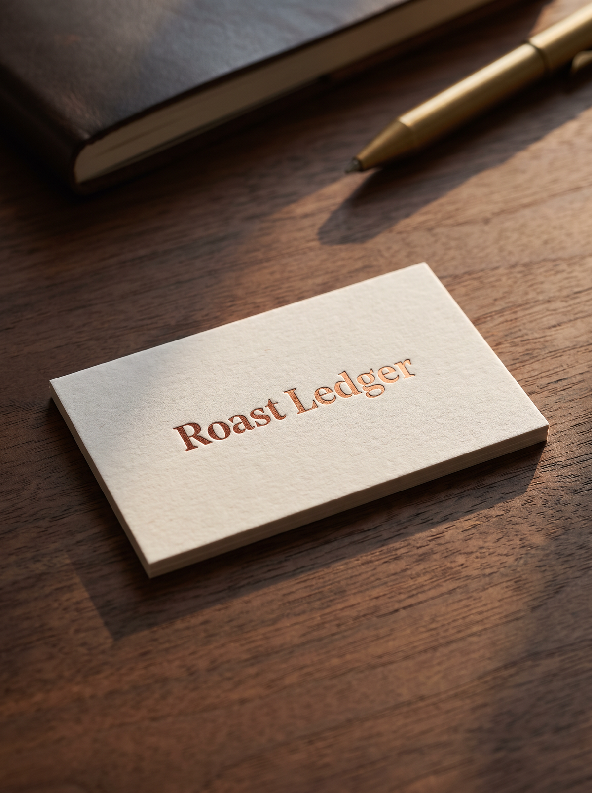 Business card concept: gmund gmund-cotton Natural Beige · copper foil · blind deboss
