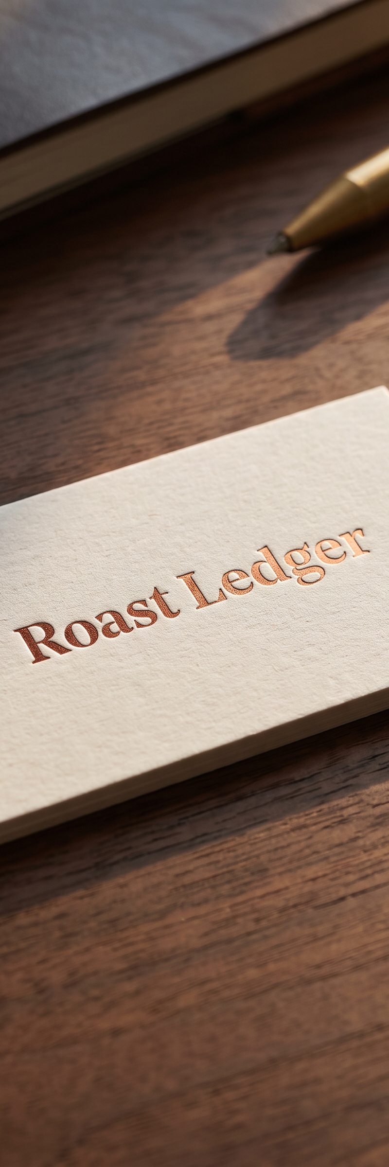 Business card with copper foil stamping, blind deboss and ink pantone on gmund gmund-cotton natural beige.