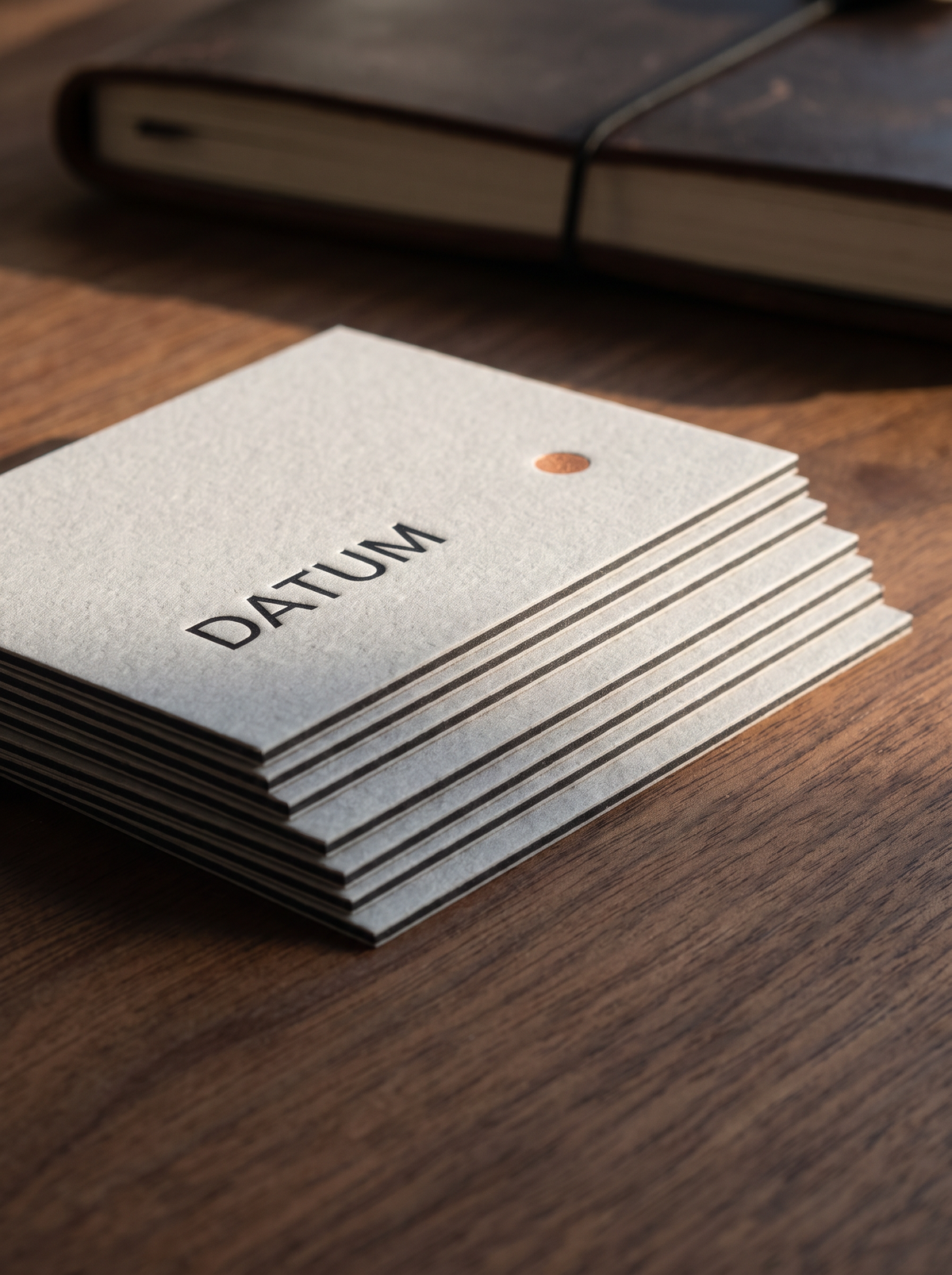 Business card concept: gmund gmund-cotton New Grey · copper foil · registered emboss
