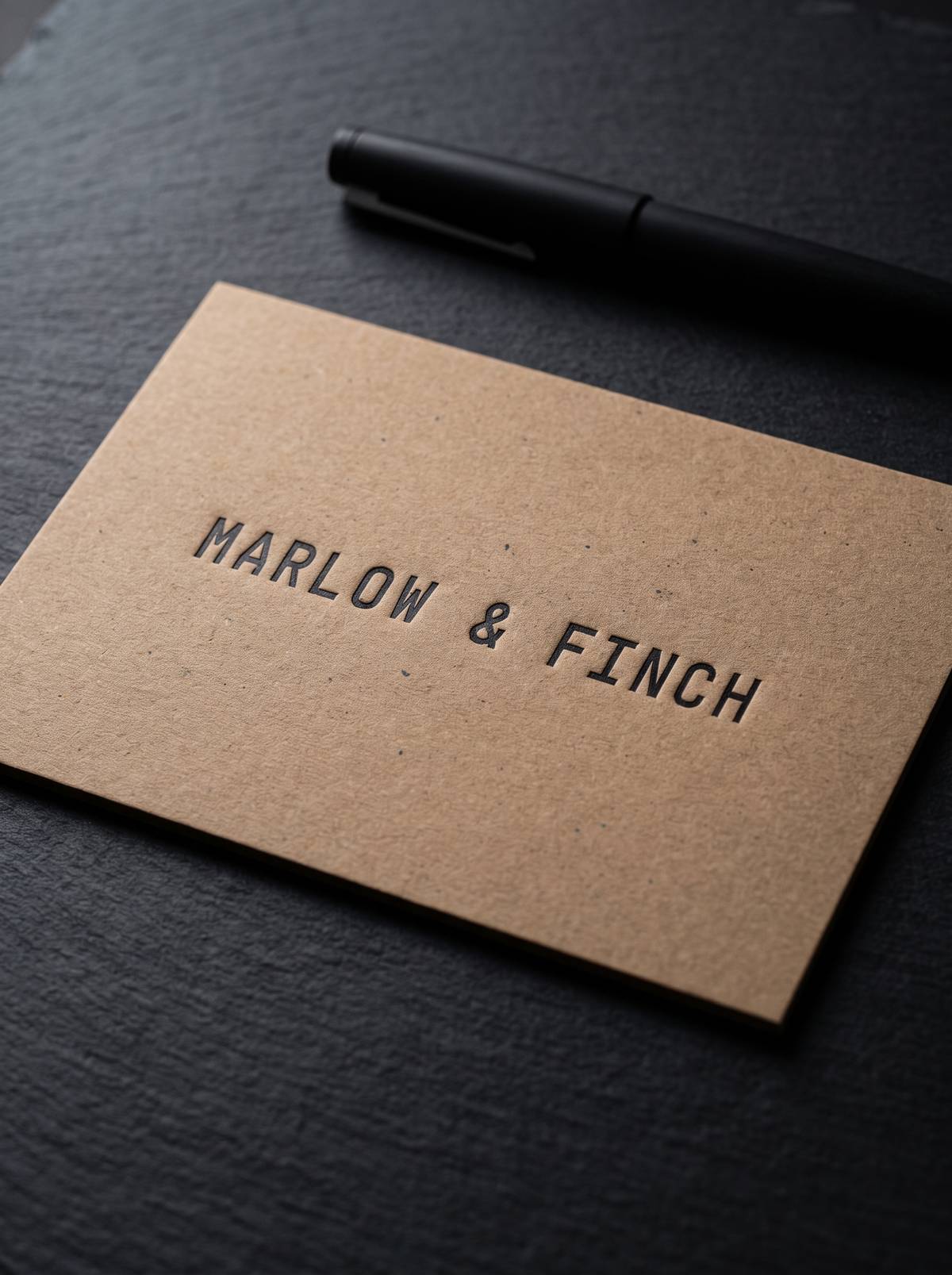 Stationery concept: house coated-uncoated Kraft natural 18pt 18pt · letterpress