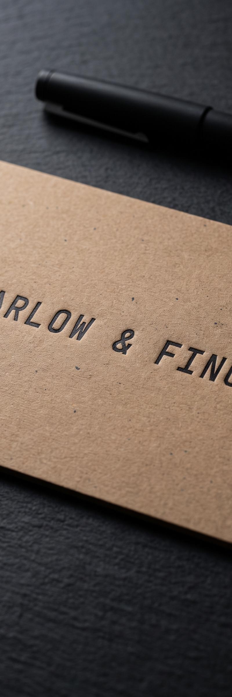 Business card with letterpress on 18pt house coated-uncoated kraft natural stock.