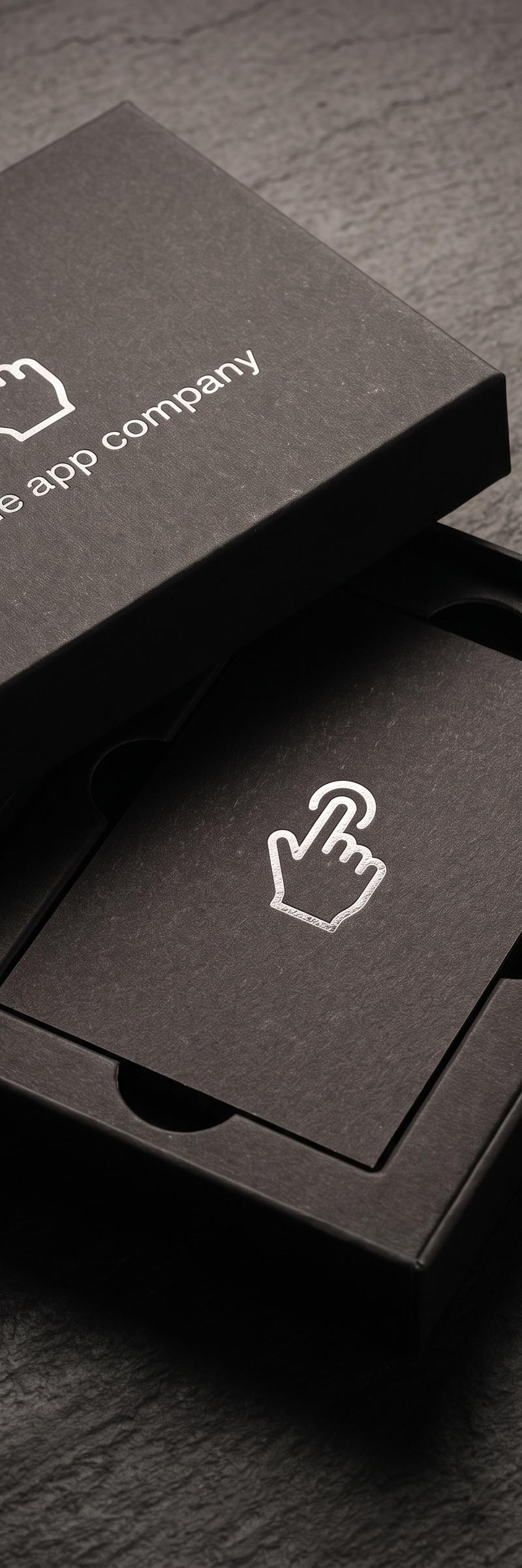 Merch with matte-silver foil stamping and blind deboss on house coated-uncoated rigid box board.
