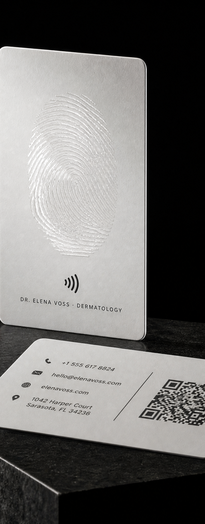 Business card with nfc-chip and raised-spot-uv.
