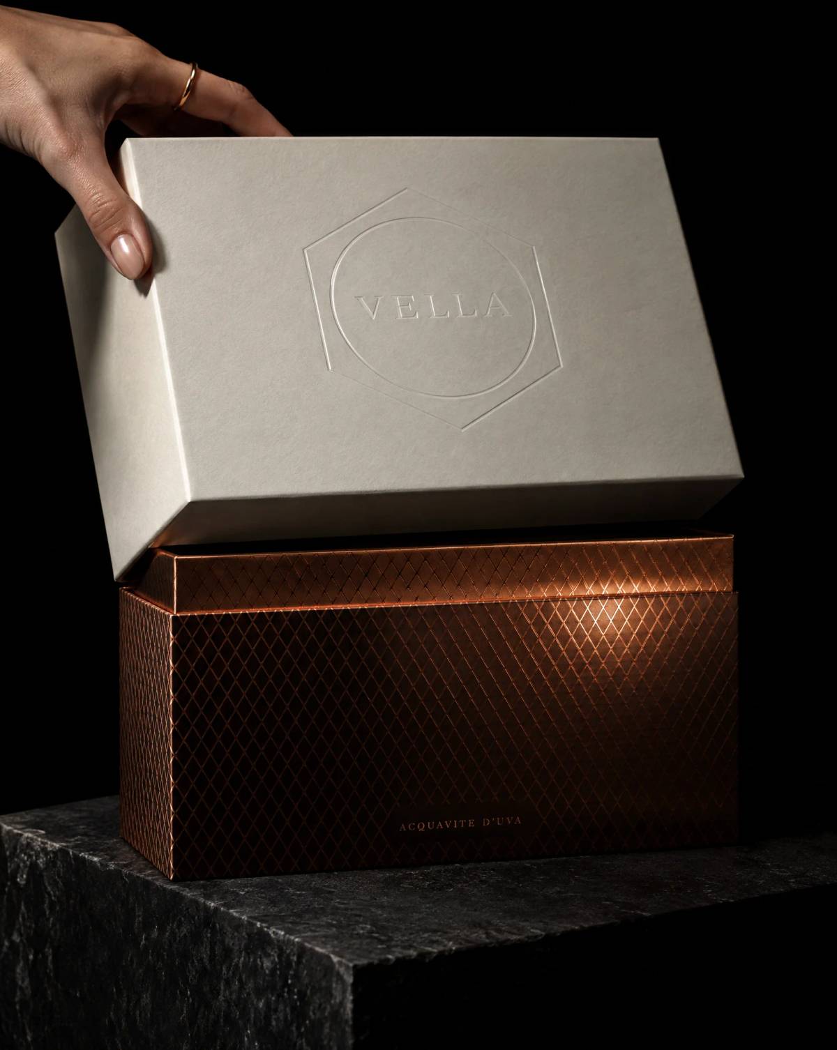 Boxes concept: gloss-deboss · mirror-copper-paper