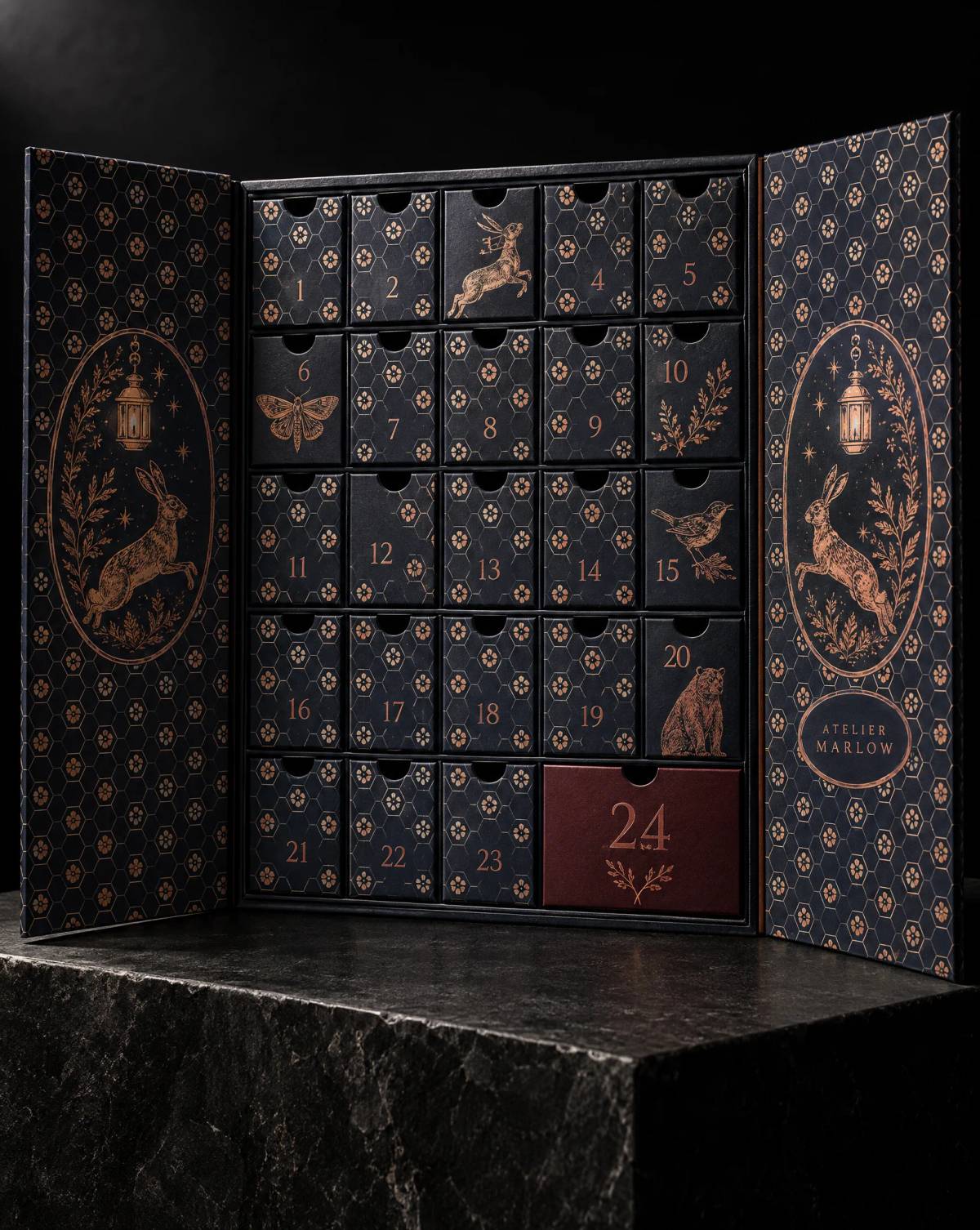 Boxes concept: copper-foil · four-colour