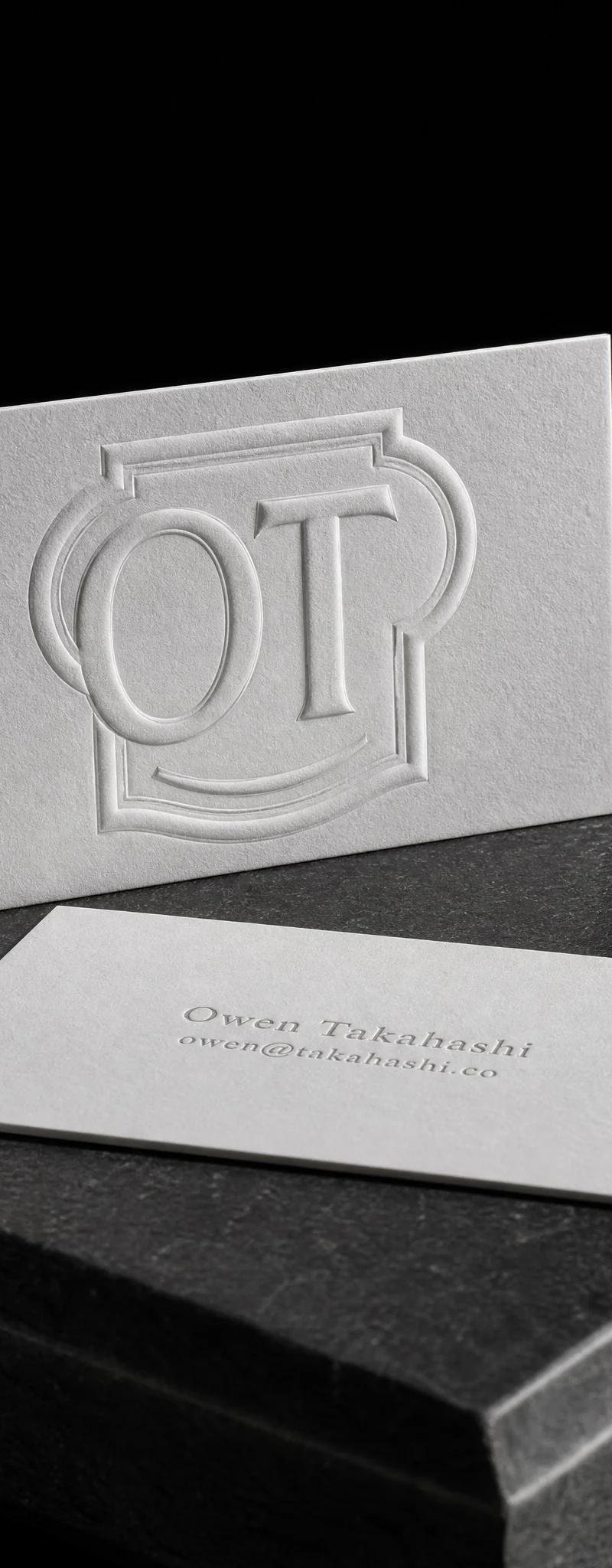 Business card with emboss.