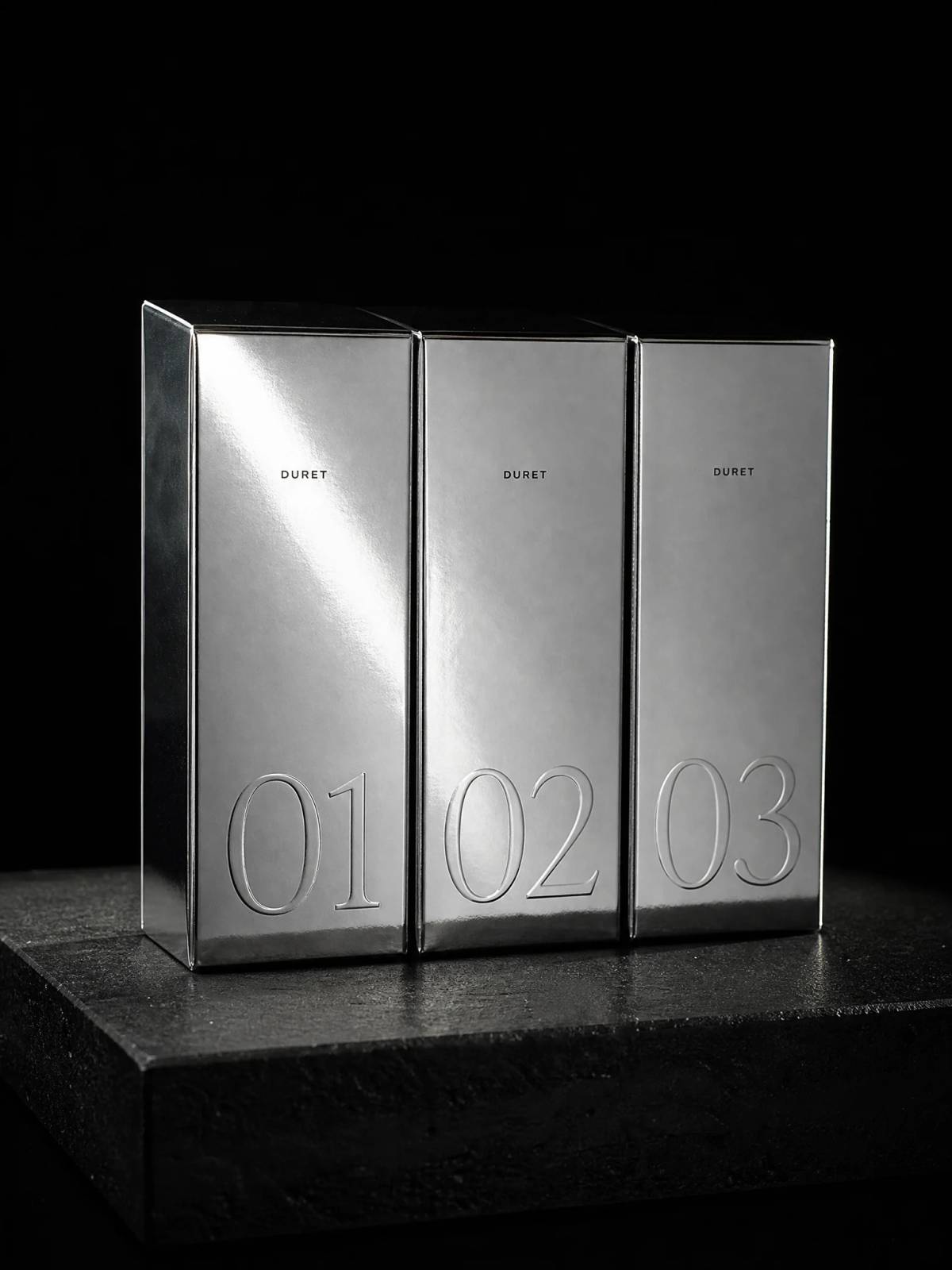 Boxes concept: deboss · mirror-metallic-board