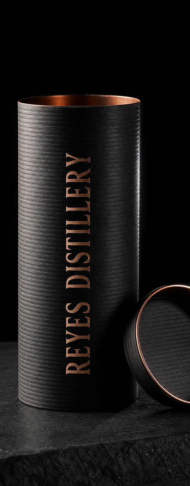 Business card with copper- foil stamping and deboss.