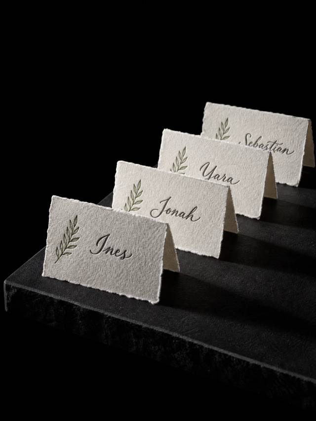 Place Cards concept: letterpress