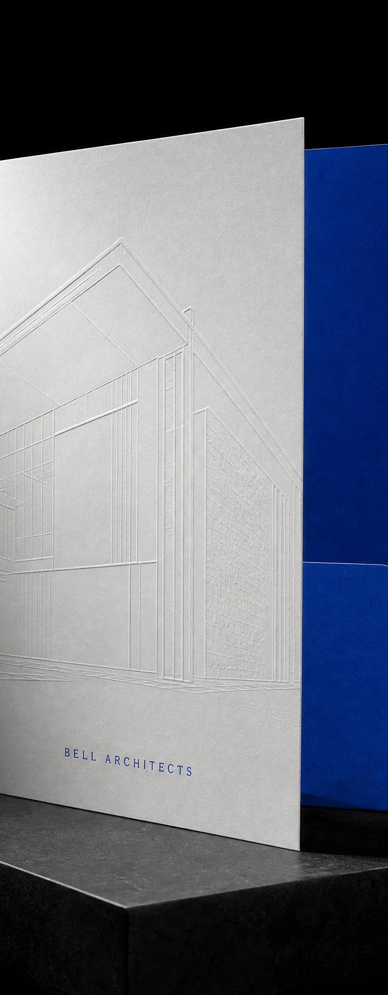 Business card with blind-emboss and pantone-spot-color.