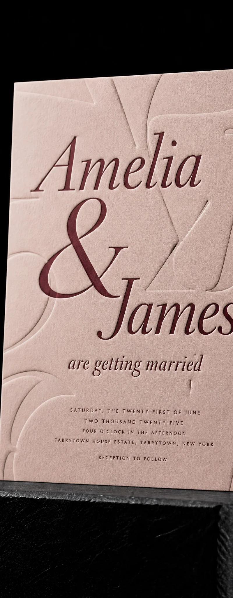 Wedding invitation with emboss.
