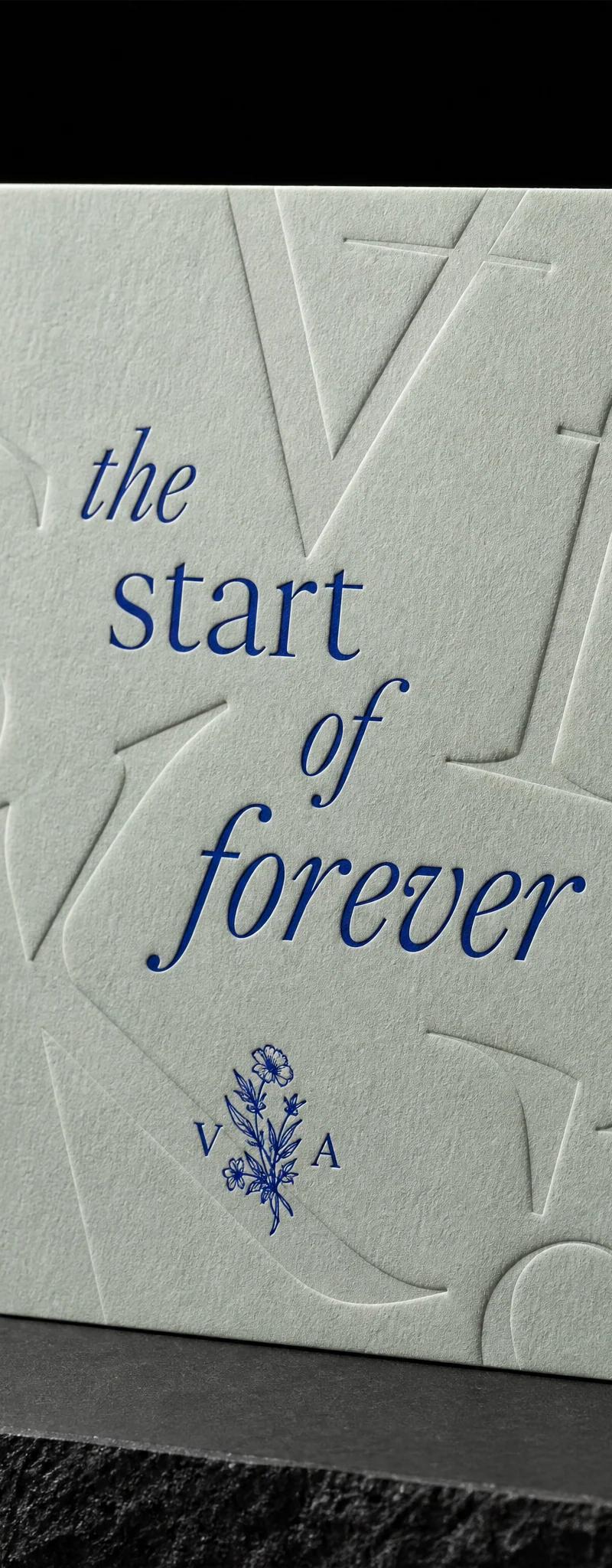 Wedding invitation with emboss.