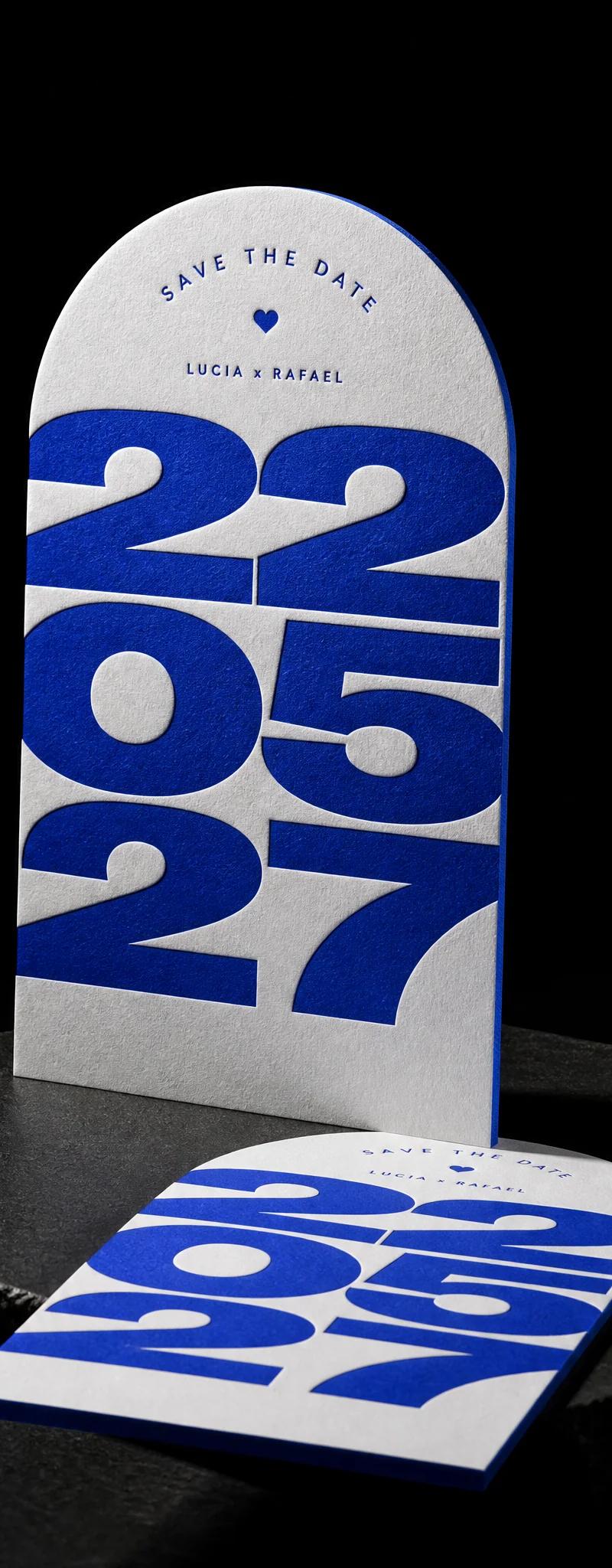 Wedding invitation with letterpress and painted-edges.