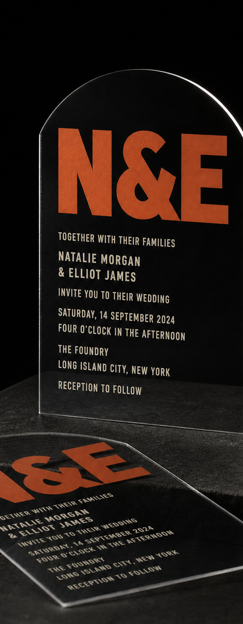 Wedding invitation with die-cut.