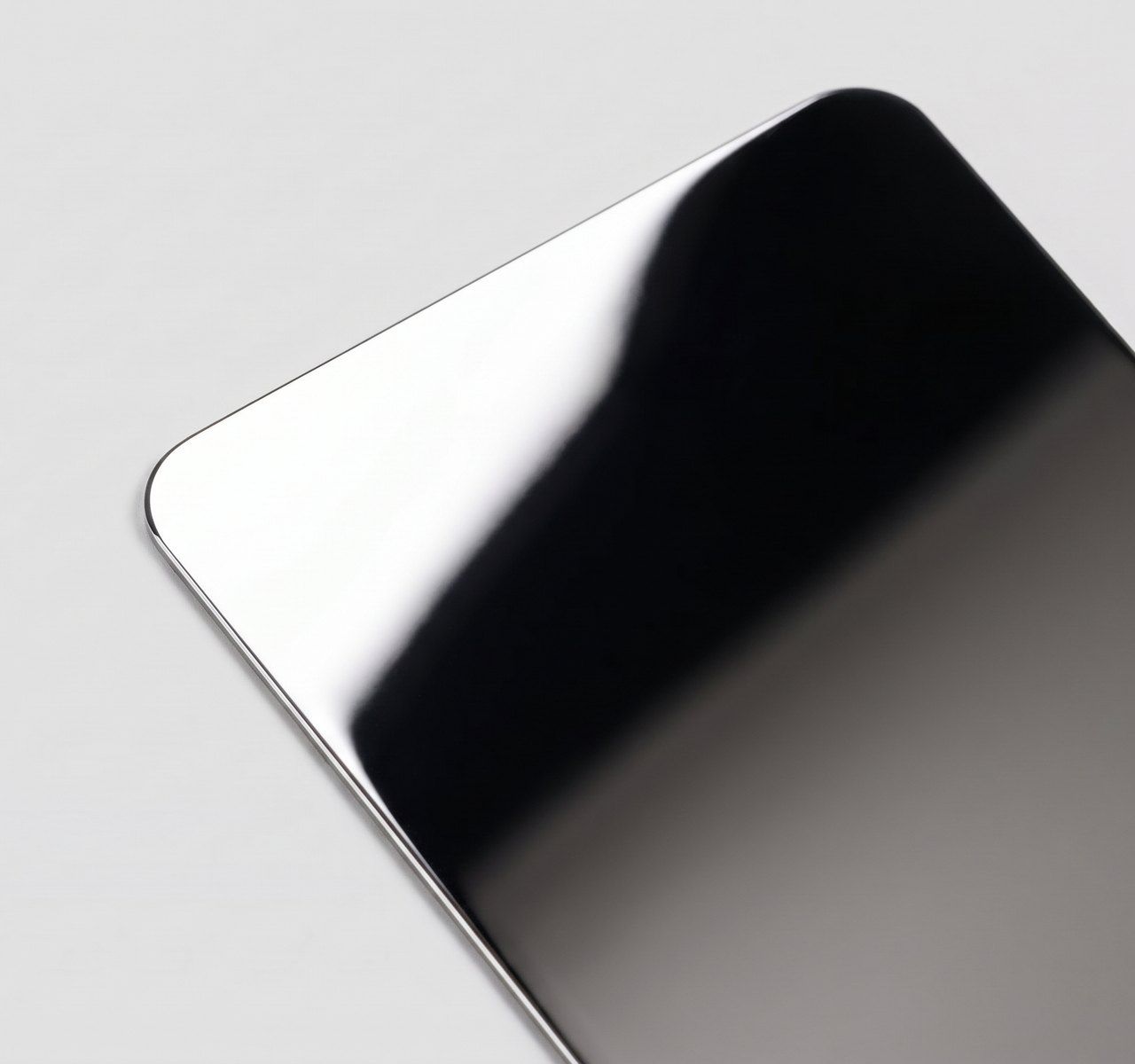 Mirror-polished metal, reflective silver paper swatch