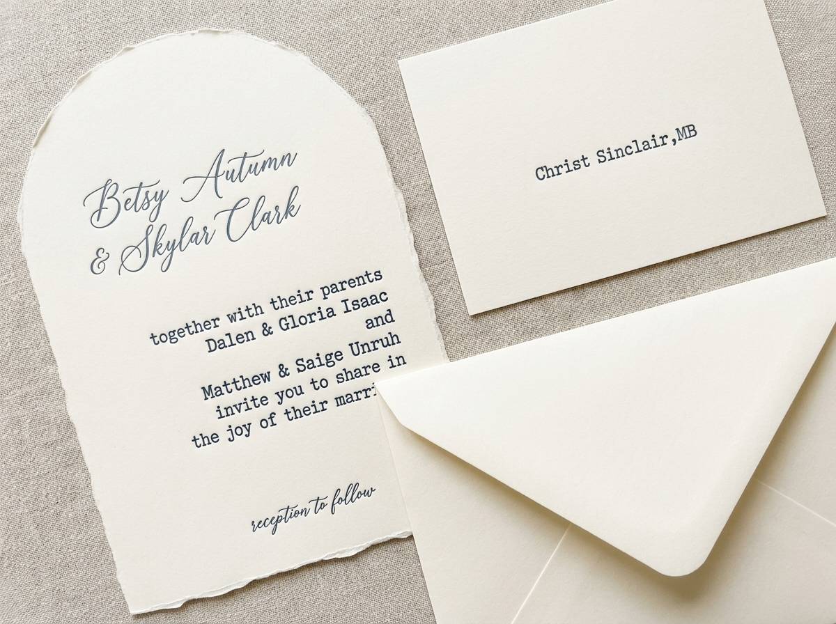 Handwritten Arch concept: Mohawk Superfine 140lb cream · letterpress