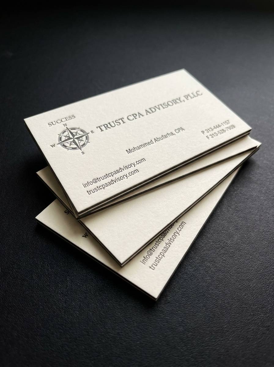 Duplex Contrast: Dark + Cotton Witness concept: 32pt cream cotton + charcoal duplex core · letterpress on cream face · duplex edge reveal