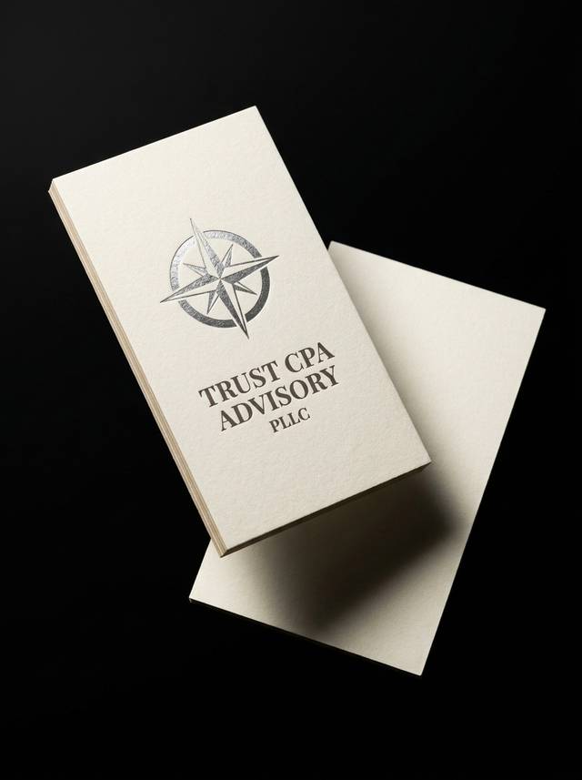 The Foil Mark concept: 32pt uncoated cream · satin silver hot foil · PMS 413 offset