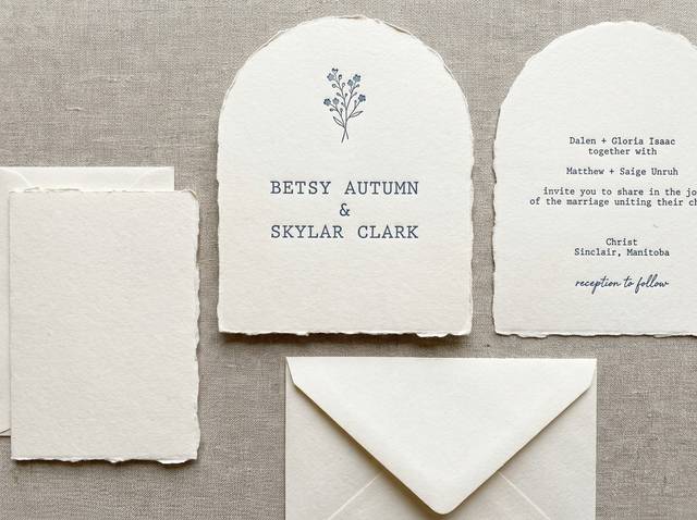 Handmade Arch concept: Cream handmade 300gsm · Die-cut arch · Ripped edges