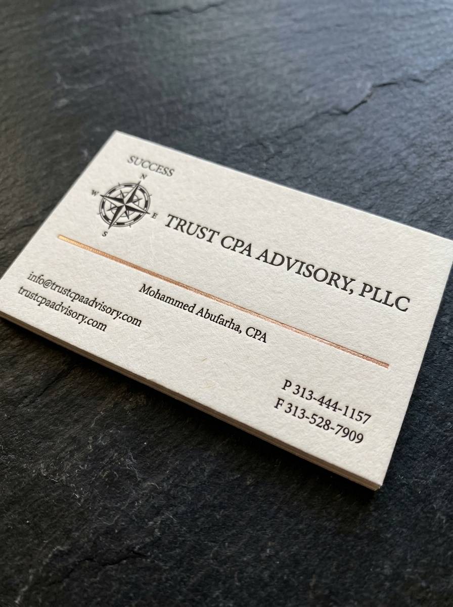Cotton 32pt (Natural White) concept: Cotton 32pt (Natural White) · Letterpress (Black) · Foil