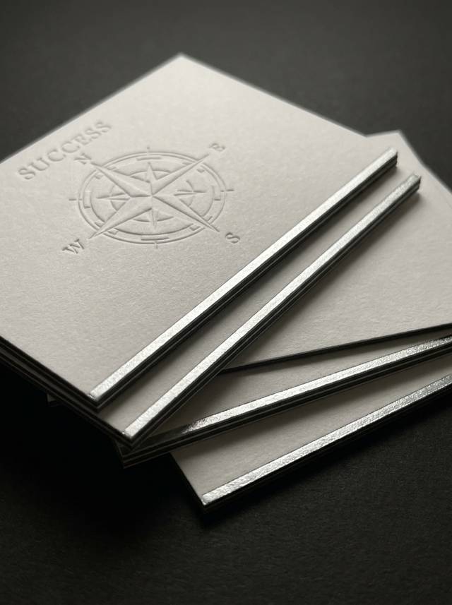 The Tactile Shift concept: 48pt duplex cotton/charcoal · deep emboss · hot foil edge