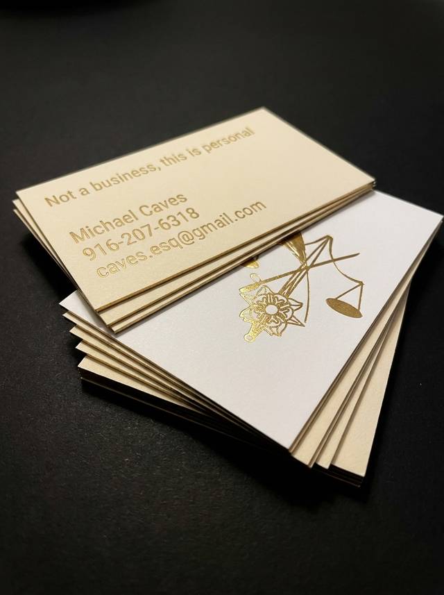 Gold Letterpress & Duplex concept: Mohawk Via duplex, warm cream / white · gold foil letterpress · gold hot foil