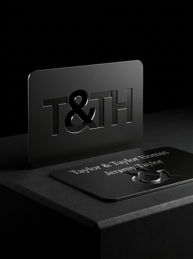Matte black metal (anodised / powder-coated steel) concept: Matte black metal (anodised / powder-coated steel) · Laser deboss · Laser Cut-through · 0.3-0.5mm