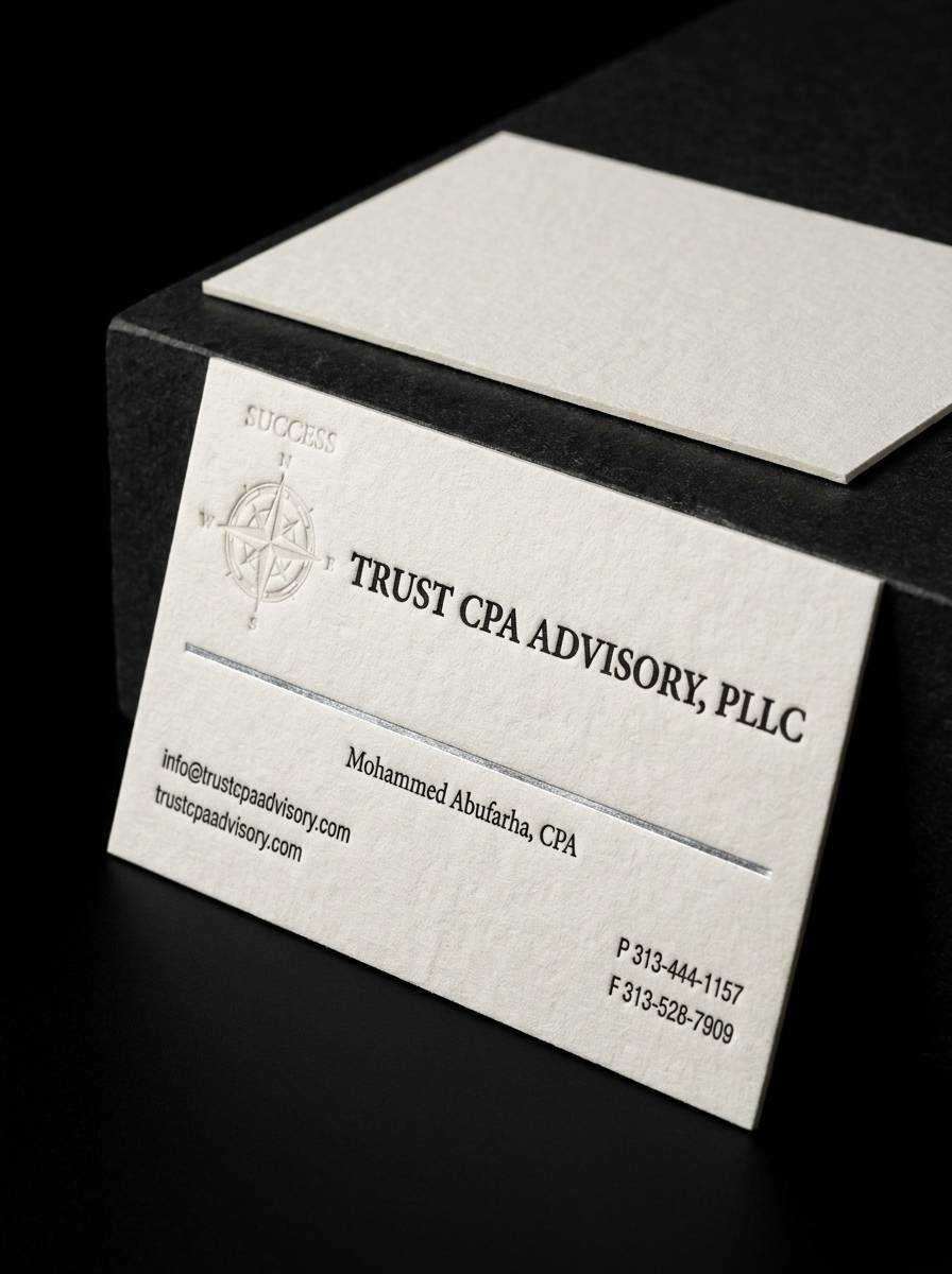 Cotton 32pt (Warm Off-White) concept: Cotton 32pt (Warm Off-White) · Letterpress (1-Color Process Black) · Silver foil
