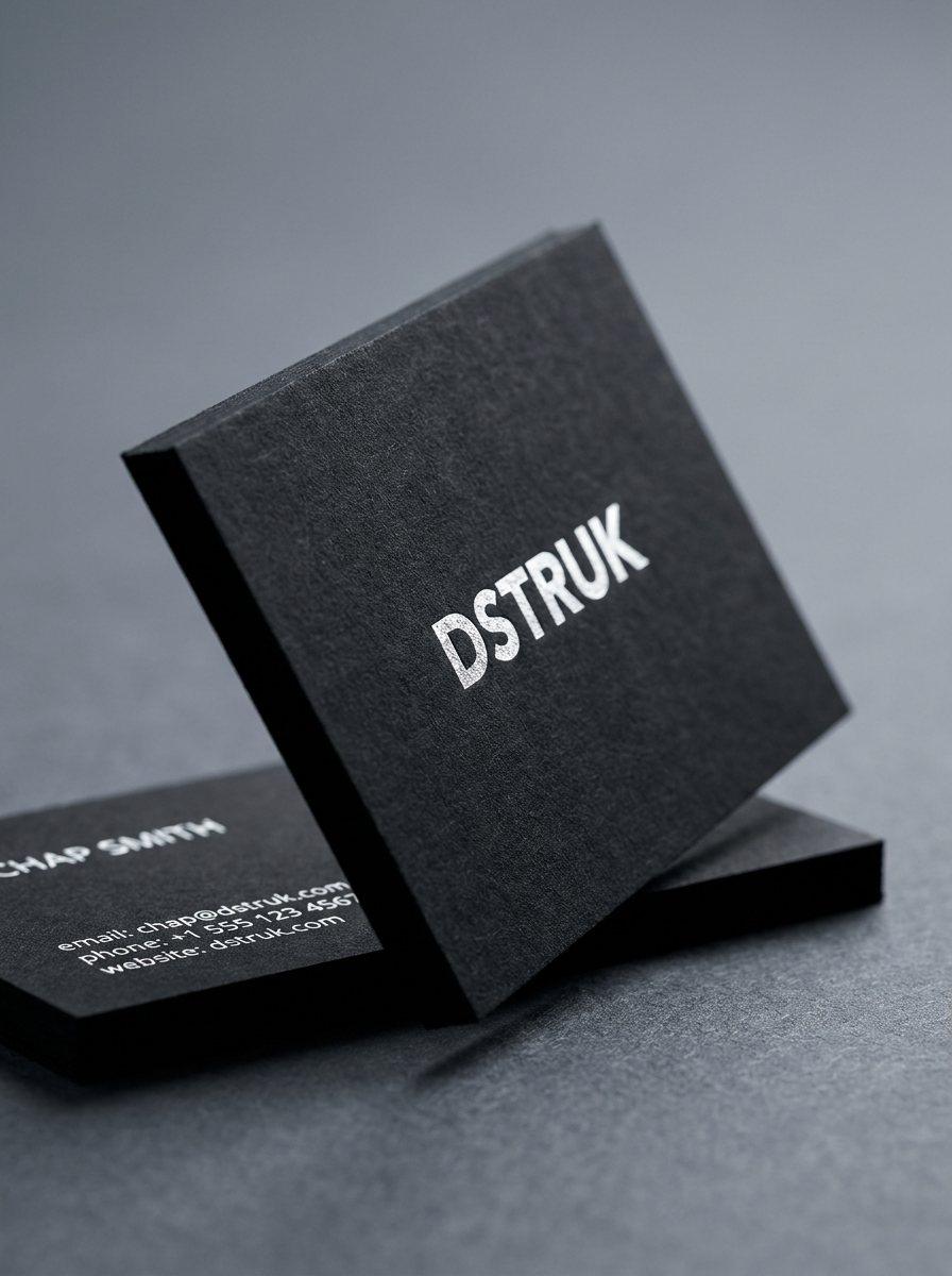 Foil Stamping on Black Stock concept: True-Black 48pt · Foil Stamping (White) · Edge Painting (Black)