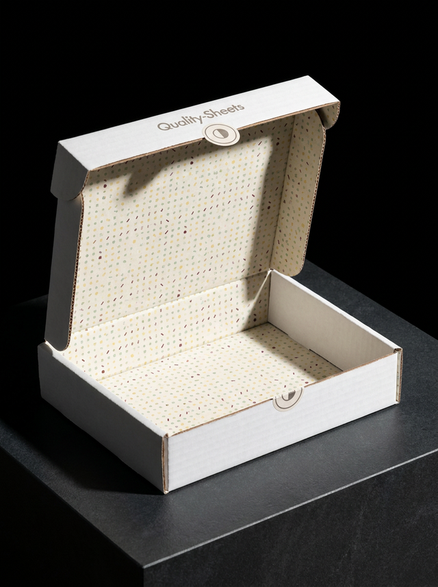 Premium printed corrugated mailer concept: corrugated white · printed_interior