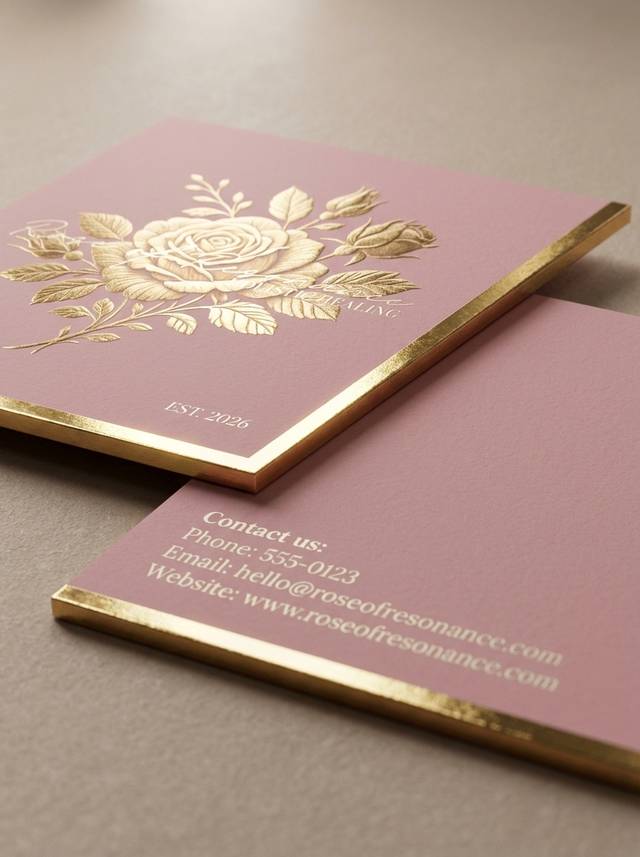 Gold Foil on Blush Stock concept: Blush Pink 32pt Colored Stock · Gold Foil · Edge Foil (Gold)