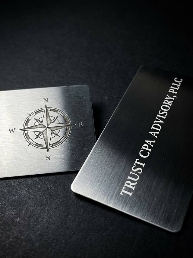 Steel and Etch concept: stainless steel 0.5mm · chemical etch · white offset print