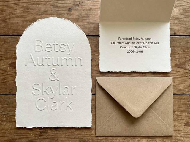 Arch & Emboss Diptych concept: Cream handmade cotton 48pt + 32pt · Emboss · Letterpress