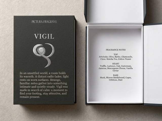 In From the Cold: Dark Duplex, Foil Emblem & Name concept: Duplex charcoal/white, 48pt · Hot foil stamp (satin silver) · Duplex construction