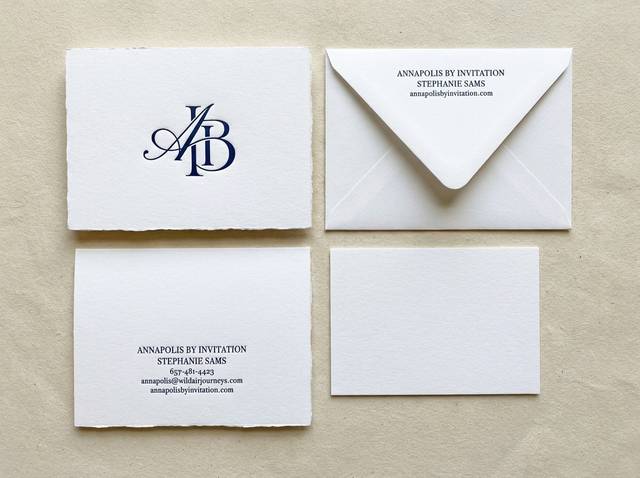 Calling Card Tradition concept: 48pt cotton, brightest white · deep letterpress relief