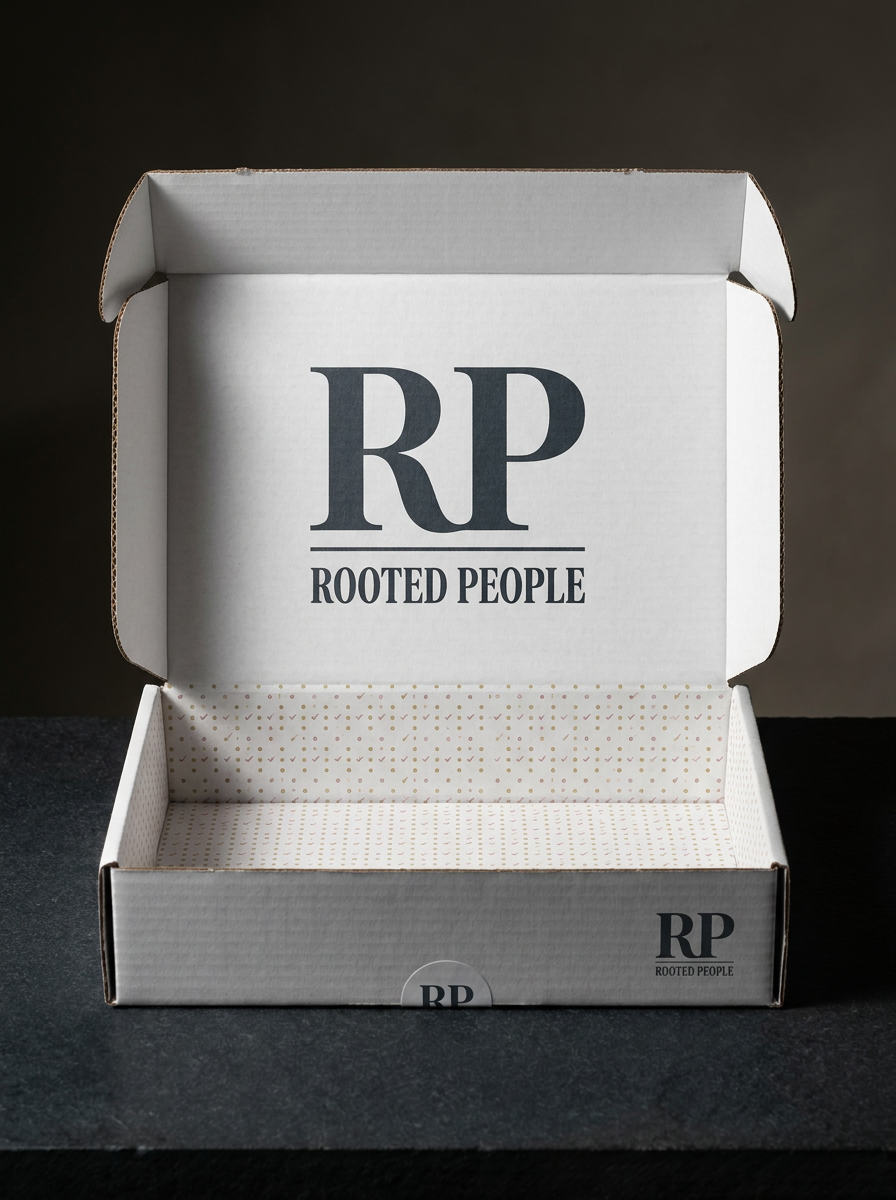 Premium printed corrugated mailer concept: corrugated white · printed_interior