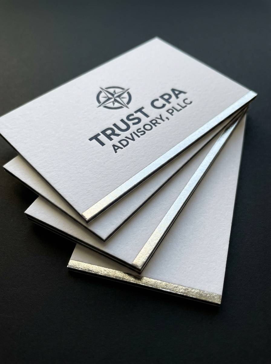 The Art Director's Push concept: duplex white + charcoal · letterpress · foil edge