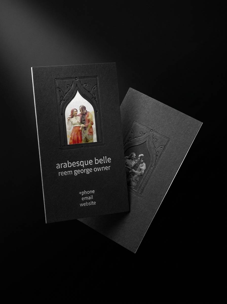 Foil & Deboss Drama concept: 48pt black cotton · blind deboss · satin silver foil