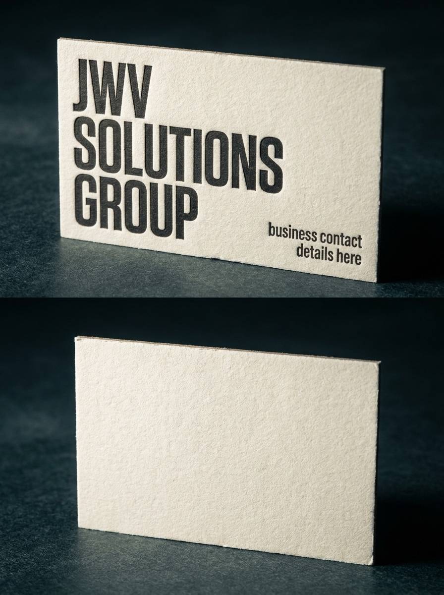 The Operator's Card concept: 48pt natural cotton · deep letterpress